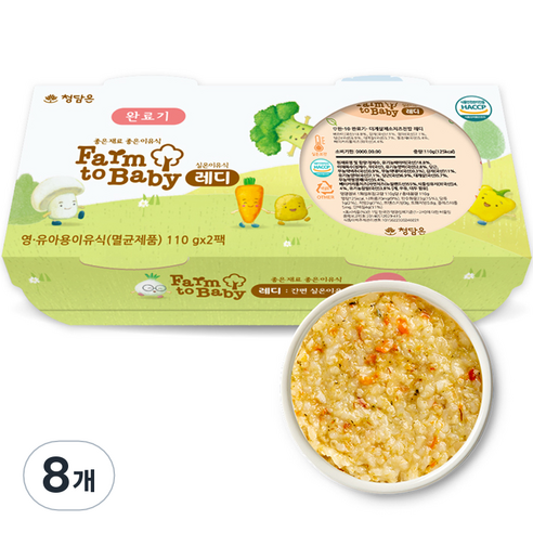 팜투베이비 레디 실온이유식 완료기 대게살채소치즈진밥, 110g, 8개