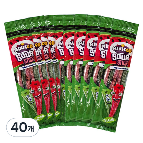 미니꼬 사우어 롱롱 스틱 비건젤리 수박향, 50g, 40개