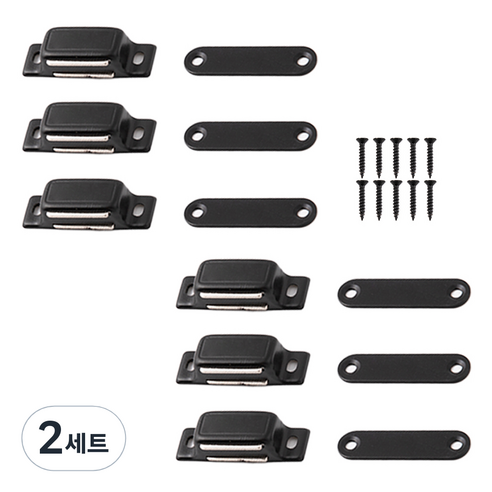 철물대장 스텐 자석 파워 빠찌링 6p 세트 블랙, 2세트