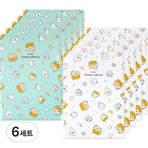 포포팬시 햄치 L홀더 화일 2종 x 5p 세트, 혼합색상, 6세트