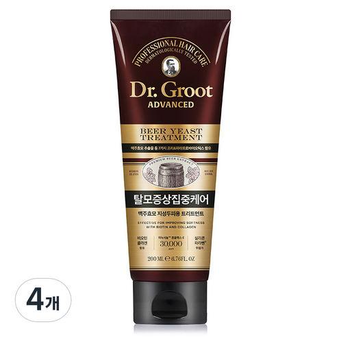 닥터그루트 맥주효모 탈모증상 집중케어 고영양 크림 트리트먼트, 200ml, 4개
