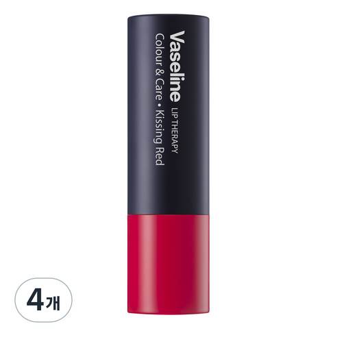 바세린 립 테라피 컬러 앤 케어, 키씽 레드, 4.2g, 4개