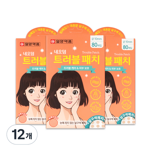 일양약품 네오덤 트러블 패치 원형 살구색, 80개입, 12개