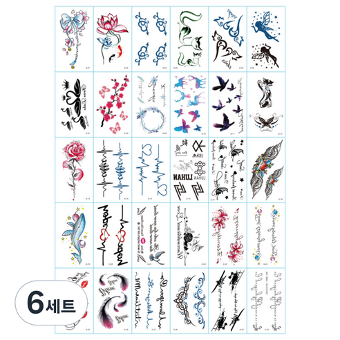 달모아 타투 스티커 30종 세트, G, 6세트