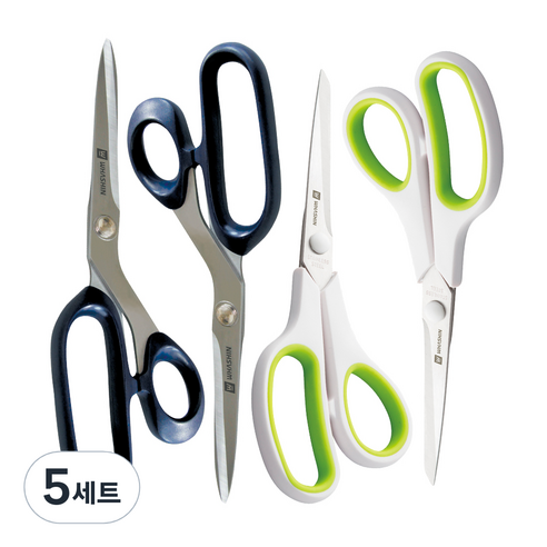 화신 710 다용도 가위 2p + 사무용 가위 대 2p, 혼합색상, 5세트