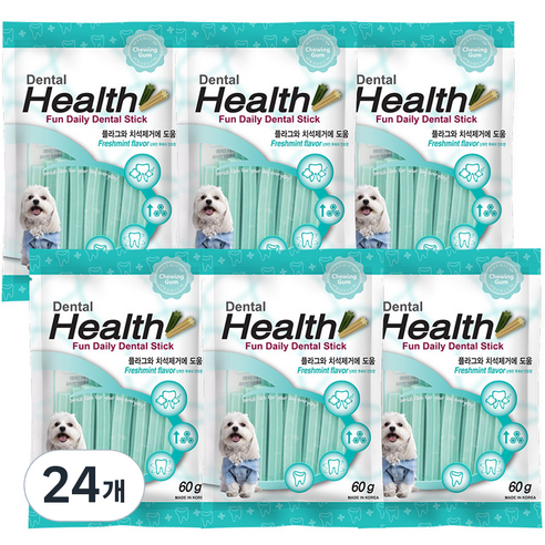덴탈헬스 강아지 덴탈껌, 민트맛, 60g, 24개