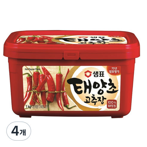 샘표 태양초 고추장, 1kg, 4개