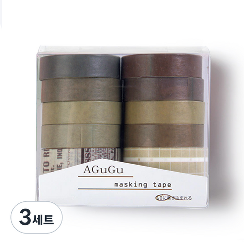 아뜰라임 다꾸 종이 단색 패턴 마스킹 테이프 10종 세트, 레트로, 3세트