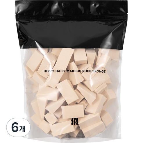 머지 데일리 메이크업 삼각 퍼프 스펀지 100p, 6개