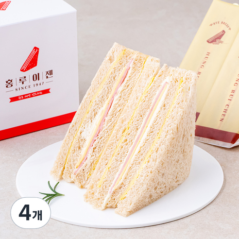 홍루이젠 호밀빵 햄 치즈 샌드위치, 296g, 4개
