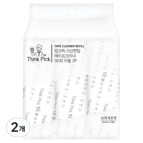 띵크픽 사선컷팅 테이프 클리너 90회 대용량 리필 3p, 2개