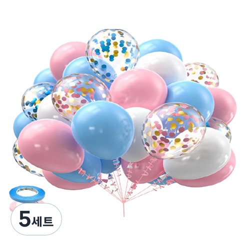 만들하비 컨페티 풍선 30p 세트, 블루핑크(랜덤발송), 5세트