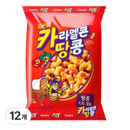 크라운 카라멜콘 땅콩, 56g, 12개