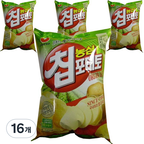 농심 포테토칩 오리지널, 125g, 16개