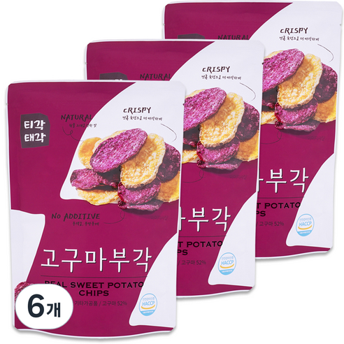 티각태각 자색 황색 고구마부각, 60g, 6개