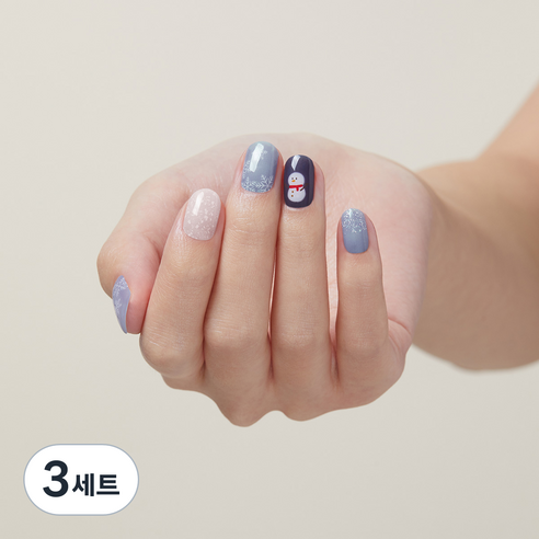 데싱디바 글로우 네일스티커 + Prep Pad 2p + Nail File 세트, 해피 스노우, 3세트
