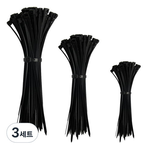 아이메이트 케이블타이 블랙 대 100p + 중 100p + 소 100p, 3세트