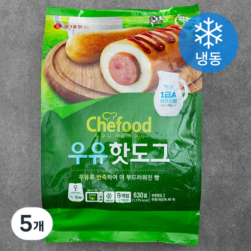 쉐푸드 우유핫도그 (냉동), 70g, 9개입, 5개