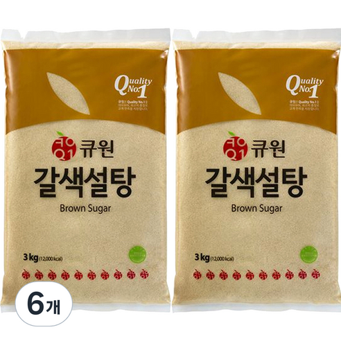 큐원 갈색설탕, 3kg, 6개