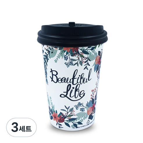 투고팩 플라워 종이컵 380ml + 개폐형뚜껑, 100개입, 3세트