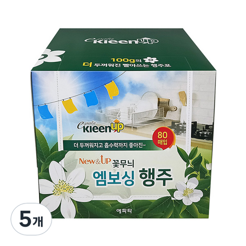에파타클린업 대용량 엠보싱 행주, 80매입, 5개