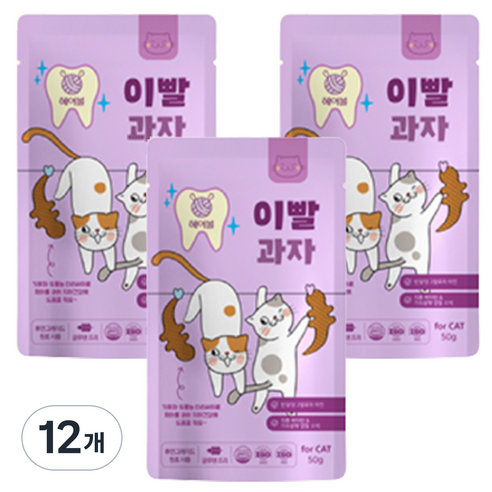 킴스패밀리 고양이 이빨과자, 헤어볼, 50g, 12개