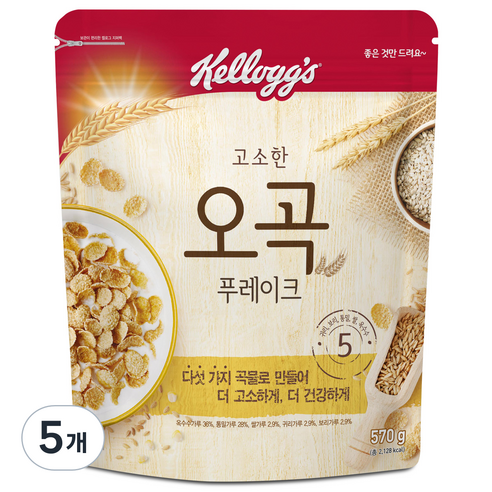 켈로그 오곡 푸레이크 시리얼, 570g, 5개