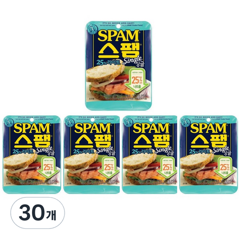 CJ제일제당 스팸 싱글 25% 라이트 햄, 80g, 30개