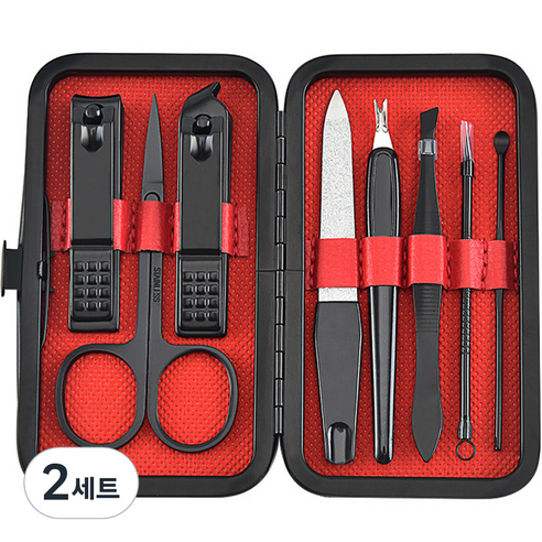 아필코 네일 메이크업 손톱깍이 8종 세트, 레드, 2세트