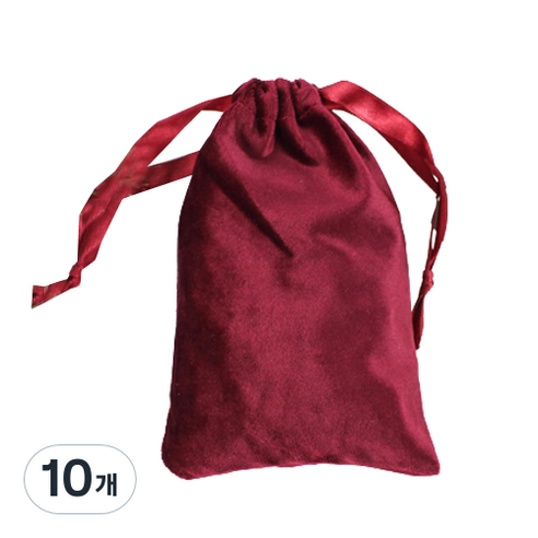 리빙앤도 벨벳 선물 주머니 파우치 10 x 15 cm, 10개, 레드