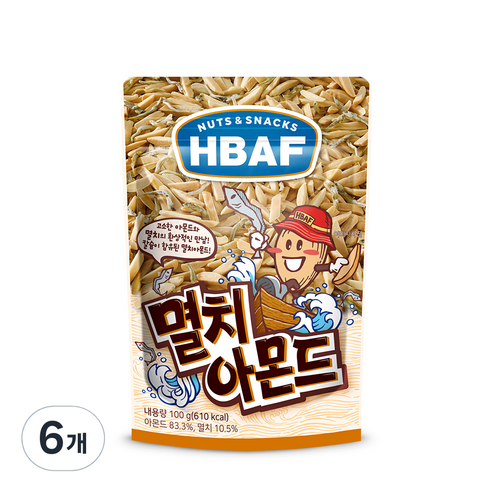 HBAF 바프 멸치 아몬드 100g 6팩 
견과/건과