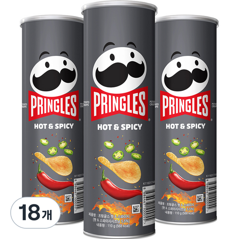 켈로그 프링글스 매운맛, 110g, 18개