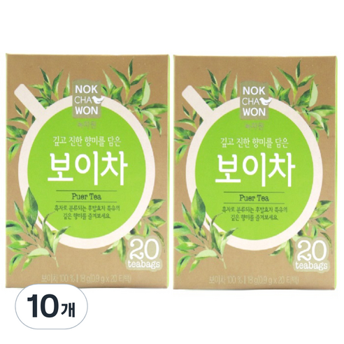 녹차원 보이차, 0.9g, 20개입, 10개