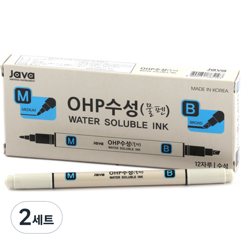 자바펜 OHP수성펜 M앤B, 검정, 24개