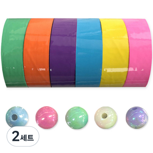 동아피엠에스 테이프볼 수구만들기 캔디 테이프 6색 2.4cm + 스타터볼 5p 세트, 랜덤발송(스타터볼), 2세트