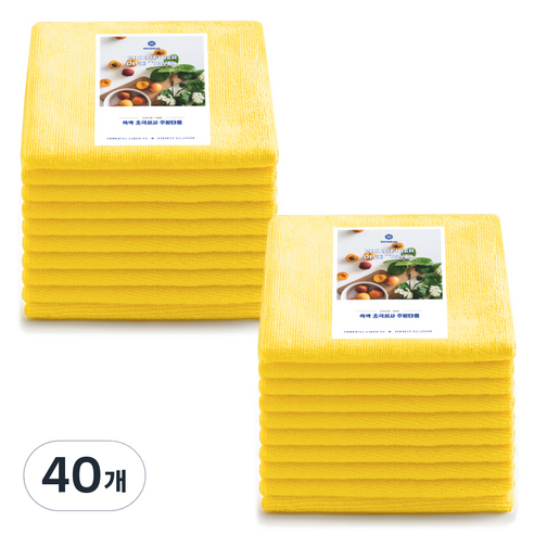 쓱싹 초극세사 만능주방 행주 연노랑, 40개