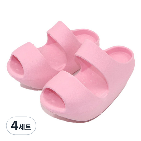 제이케이 바른자세 자세교정 발바닥 지압 균형 스트레처 더블 스트랩 양쪽착용 세트 핑크, 4세트