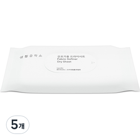 생활공작소 건조기용 드라이시트 섬유유연제 오리엔탈 플로럴향 본품, 80개입, 5개