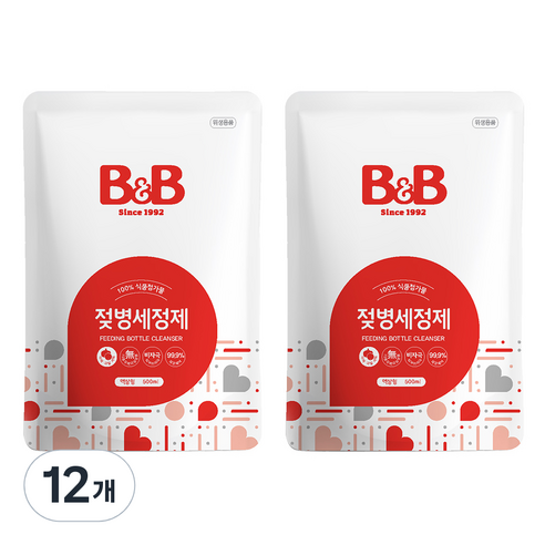 비앤비 젖병세정제 액상형 리필, 500ml, 12개
