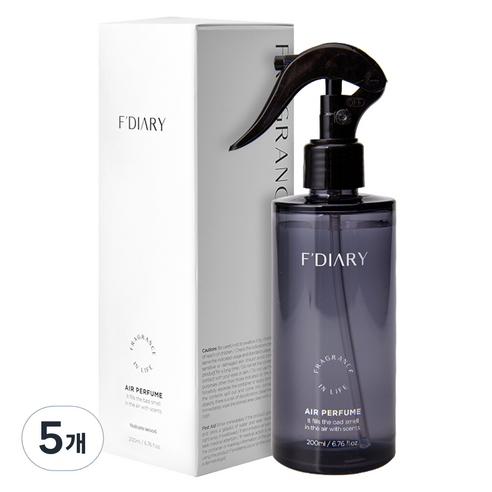 에프다이어리 뿌리는 디퓨저 실내 탈취제 에어퍼퓸 네이처우드, 200ml, 5개