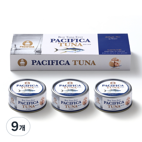 퍼시피카 튜나 인 워터, 150g, 9개