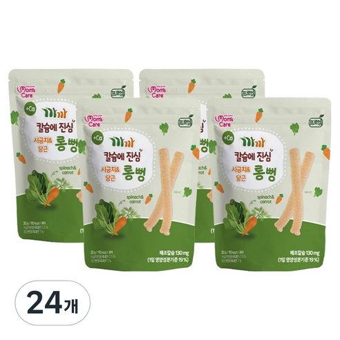 프로엠 유아용 까까 칼슘에 진심 시금치 & 당근 롱뻥, 혼합맛(시금치/당근), 30g, 24개