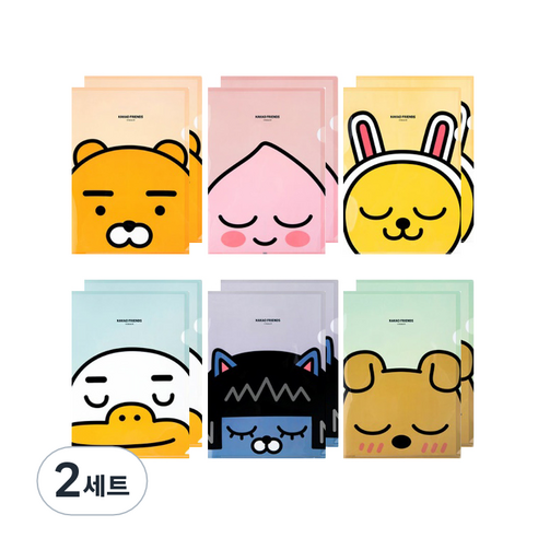 카카오프렌즈 L자 홀더 파일 6종 x 2p 세트, 혼합색상, 2세트