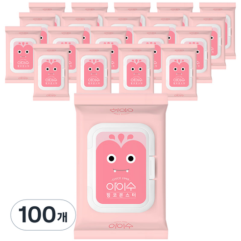 아이수 핑코 몬스터 물티슈 캡형, 100개, 20매입