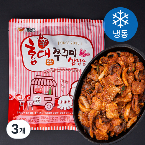 홍대 쭈꾸미 삼겹살 (냉동), 3개, 420g