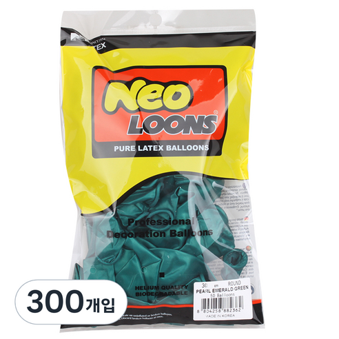 네오룬스 30 cm 라운드풍선, 펄 에머랄드그린, 300개입