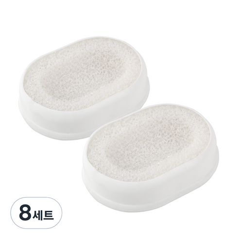 새드리 논슬립 비누받침 + 스펀지, 퓨어화이트, 8세트