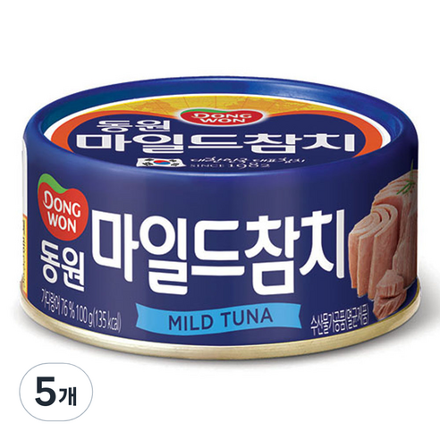 동원 마일드 참치, 100g, 5개