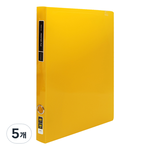 위즈오피스 프론 투명 링 파일 40p, 옐로우, 5개