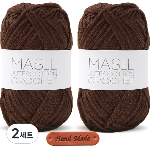 니뜨 마실 60g x 2p + 핸드메이드 가죽 라벨 세트, 06 브라운, 2세트